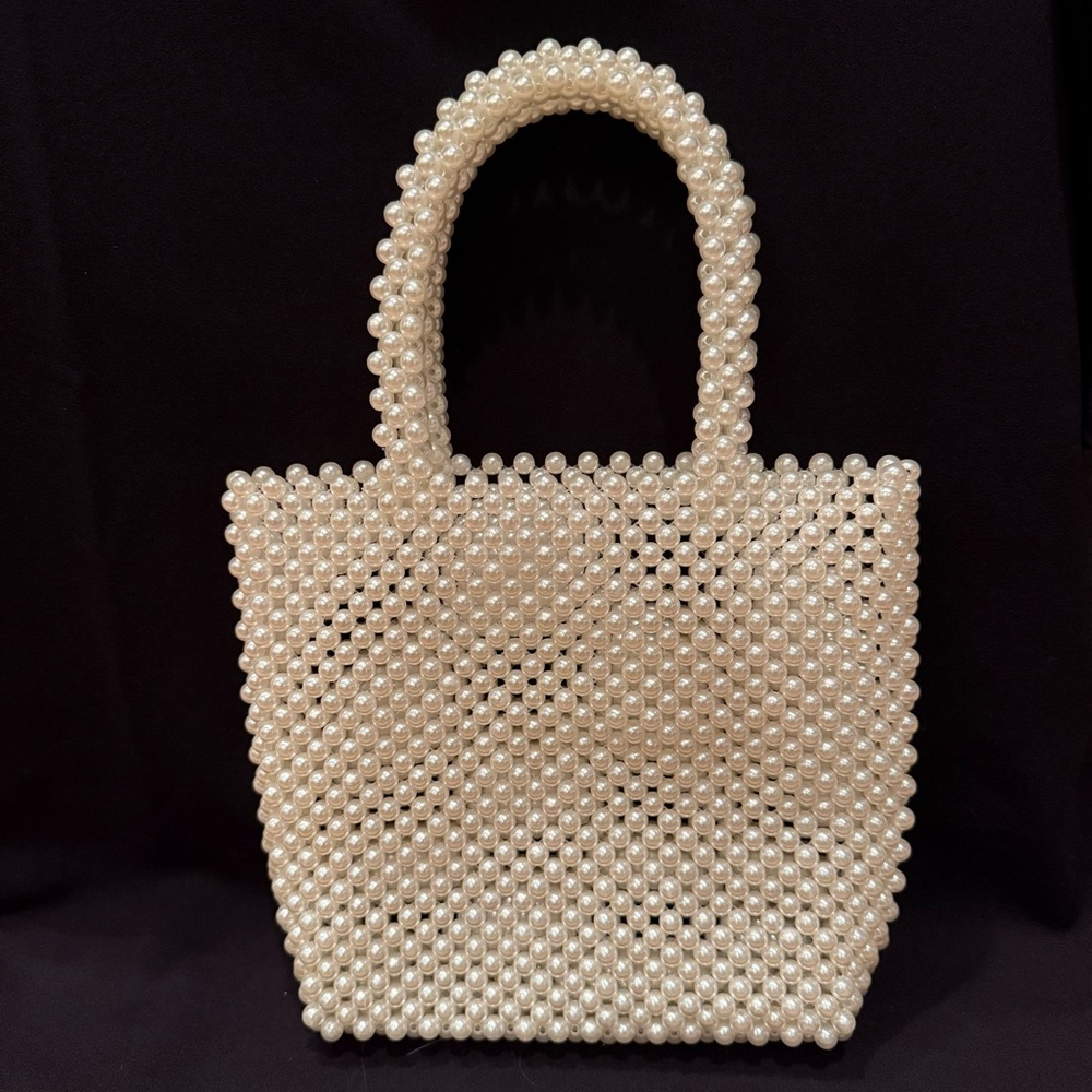 Pearl Beaded Top Handle Bag